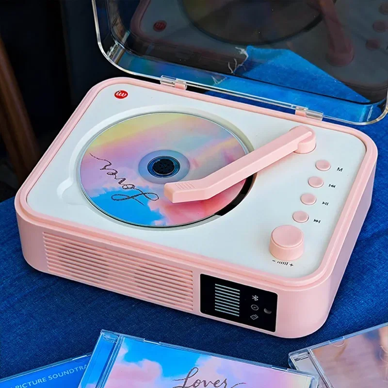 Reproductor de CD HIFI bidireccional Bluetooth 5,0, altavoz incorporado, reproductor de música, luz de espectro LED, Control remoto por infrarrojos recargable