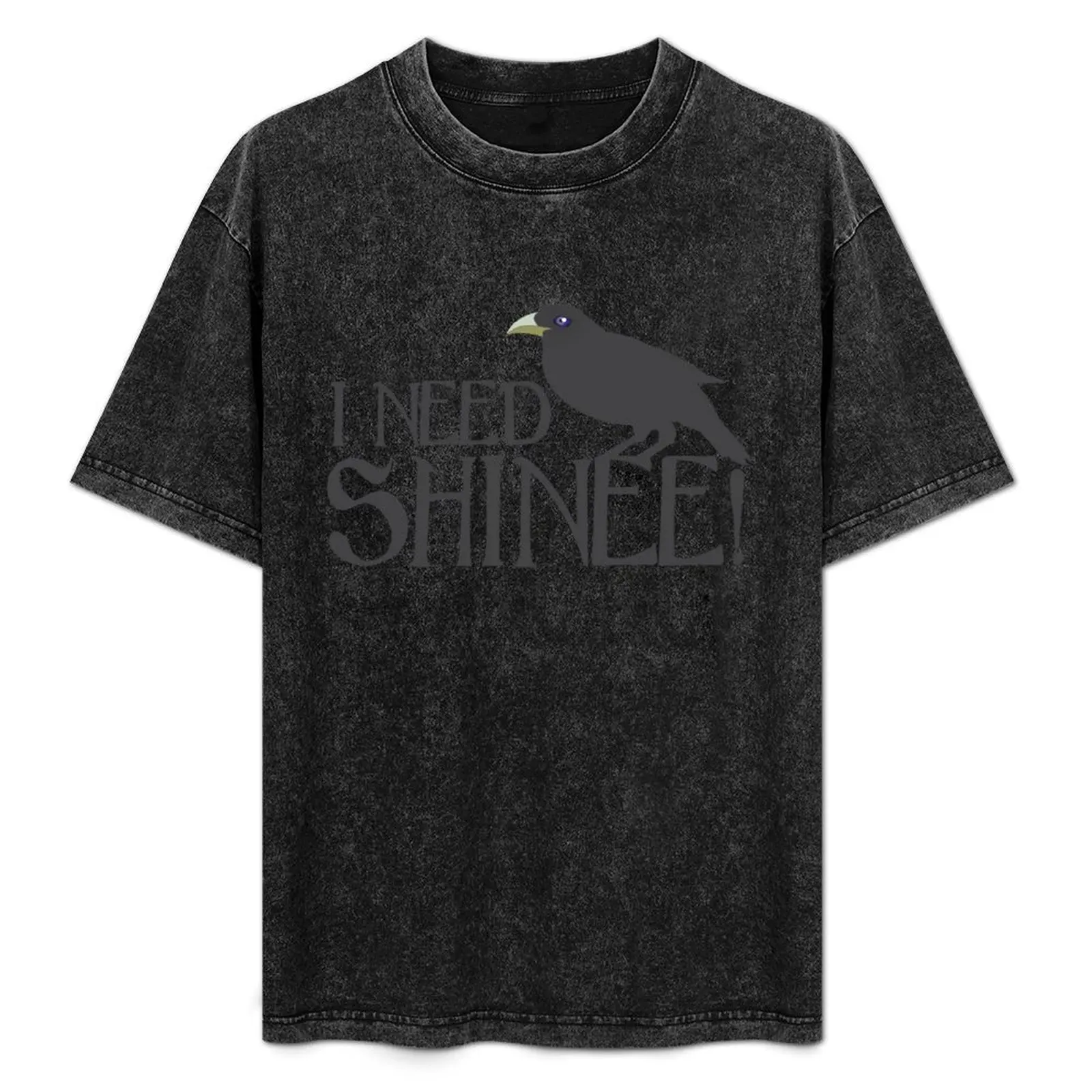 

I NEED SHINEE with black crow (CROWGUARD) T-Shirt street wear heavyweights anime animal prinfor boys mens cotton t shirts