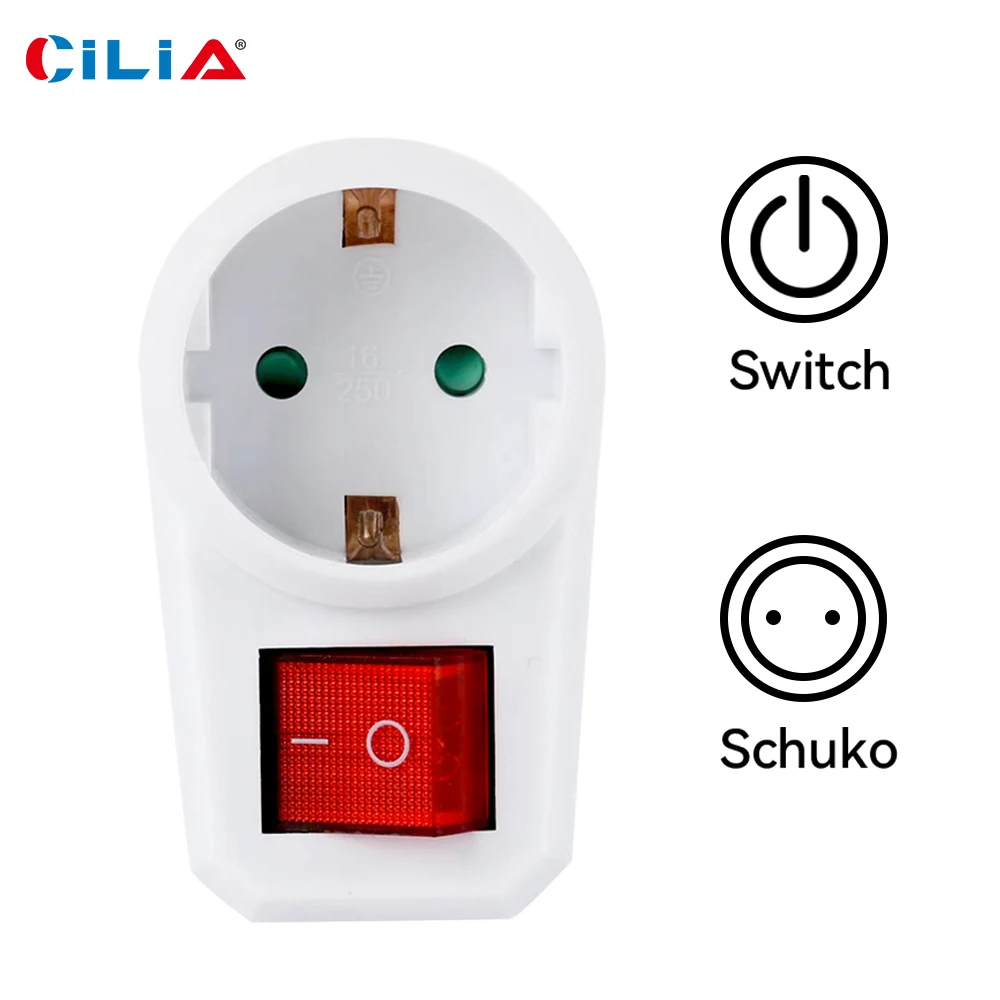 CILIA Deutschland Standard 1/2/4 Stück EU-Steckdosenleiste 1 zu 1 Steckdosen Mehrfachsteckdosenleiste mit EIN/AUS-Schalter Euro-Montage – Detail 3