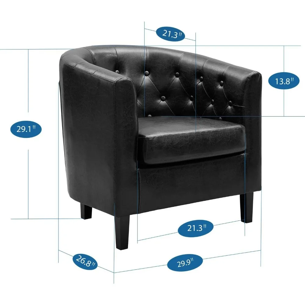 كرسي إيما أكسنت، جلد صناعي معنقدة بأزرار، أريكة منتصف القرن الحديثة، كرسي مريح، كراسي أسطوانية حوض الاستحمام لغرف النوم، P