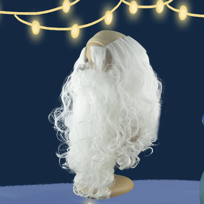Funny Santa Christmas White Beard Eyebrow Bald Wig Anime Cosplay White Birthday Old Man Dress Up Party Halloween Christmas Props