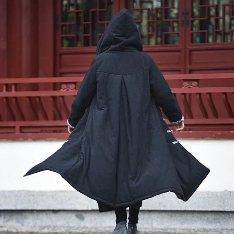 Ancient Costume Traditional Chinese Clothing Cotton And Linen With Hood Meditation Robe 116 MN3