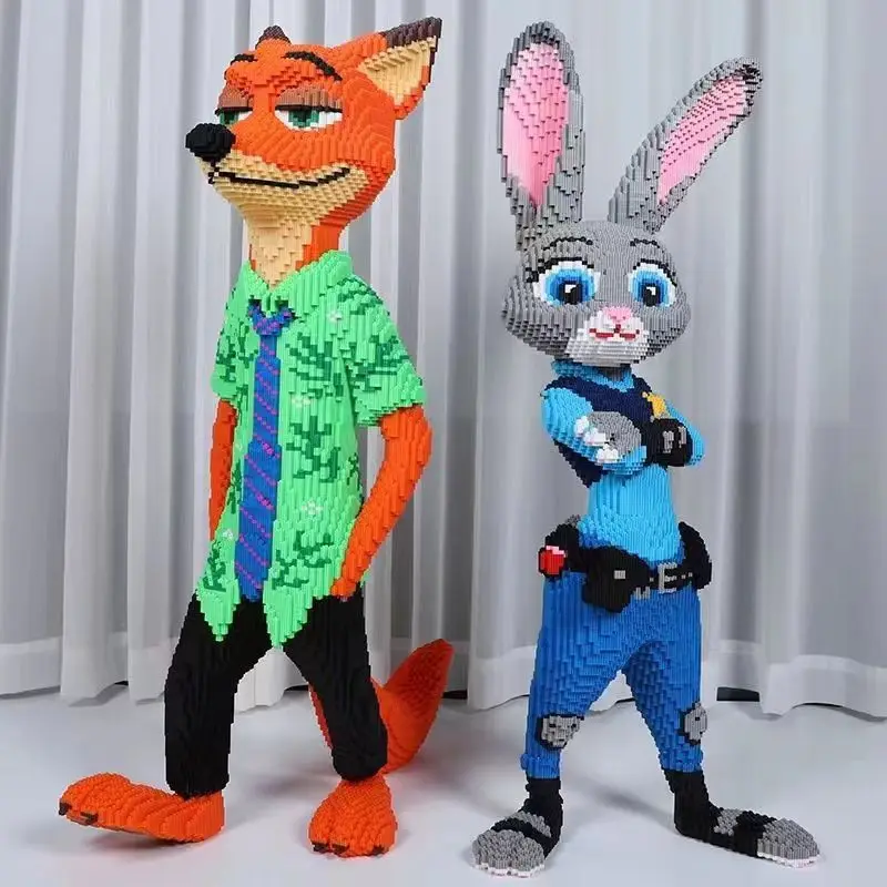 100cm Zootopia Building Blocks Disney Nick Wilde Judy Hopps Diamond 4 Style Assembled Connection Brick Figure Toys For Kid Gift