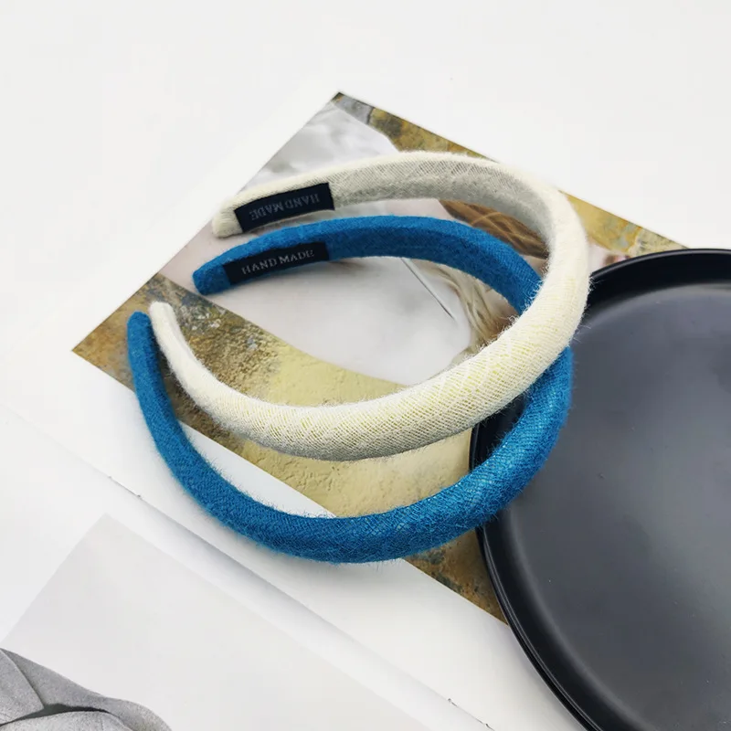 Autumn and Winter Fashionable Fur Hair Hoops for Women, Thin Models with High Skull Tops, Retro Solid Color Versatile Head Hoops