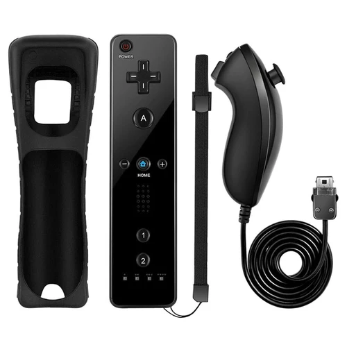 Mando a distancia inalámbrico Bluetooth 2 en 1 para Wii Wii U Controle opcional Motion Plus Gamepad Nunchuck Set con funda de silicona