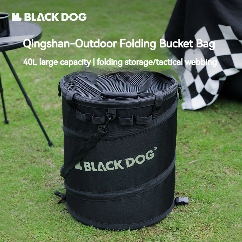 Naturehike BLACKDOG Folding Bucket Bag 40L Outdoor Camping Picnic Ultralight Storage Box Sundry Round Bag 600D Oxford Cloth Bag