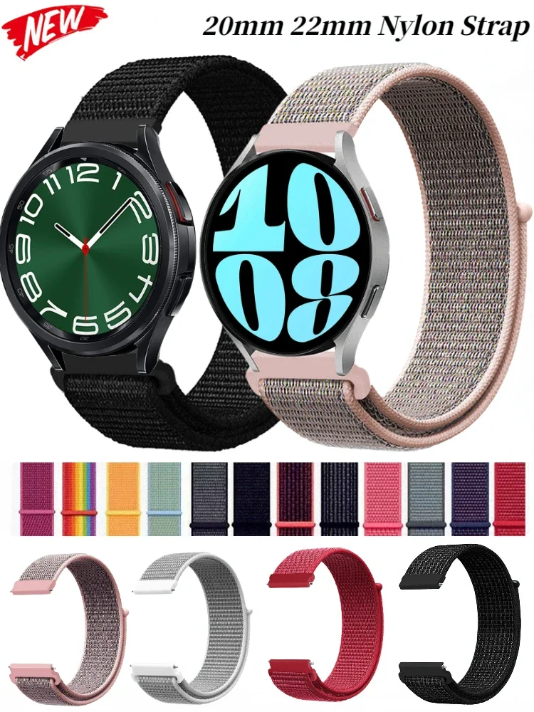 20mm 22mm Nylon Loop Strap for Samsung Galaxy Watch 6/Classic/5/4/3/Gear S3 Wristband Huawei Watch 4/GT-2-3-Pro/Amazfit GTR/GTS4