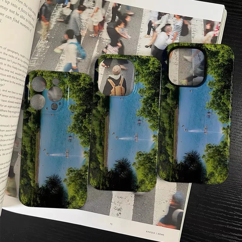 Green Tree Outdoor Swimming Pool Case for IPHONE 17 16 ProMax 15 14 Plus 13 12 MINI 11 PRO 16Plus XR XS MAX Acrylic Phone Cover