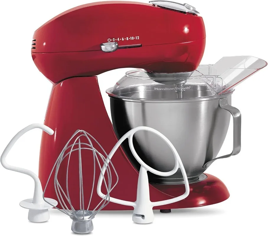 

All-Metal 12-Speed Electric Stand Mixer, Tilt-Head, 4.5 Quarts, Pouring Shield, Red