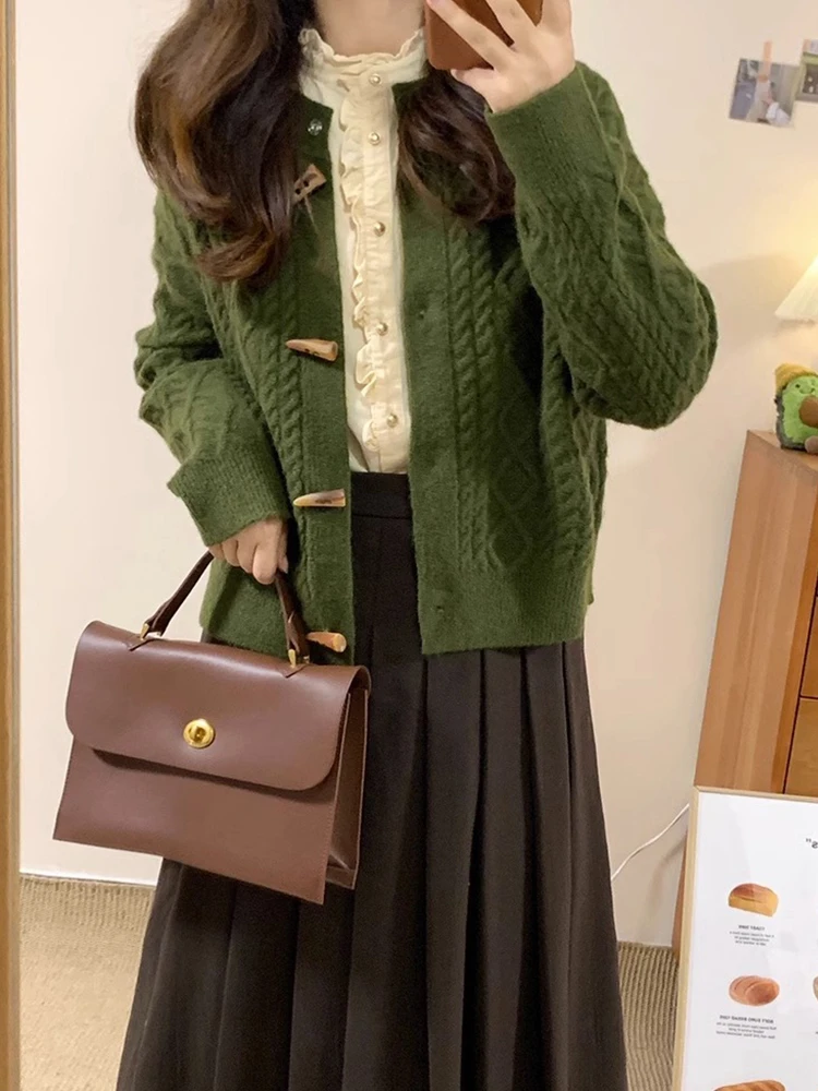 Luźny sweter-kardigan damski na jesień i zimę, modny, w stylu lazy, z wysokim poczuciem stylu, zapinany na guziki, koreański styl, regulowany...