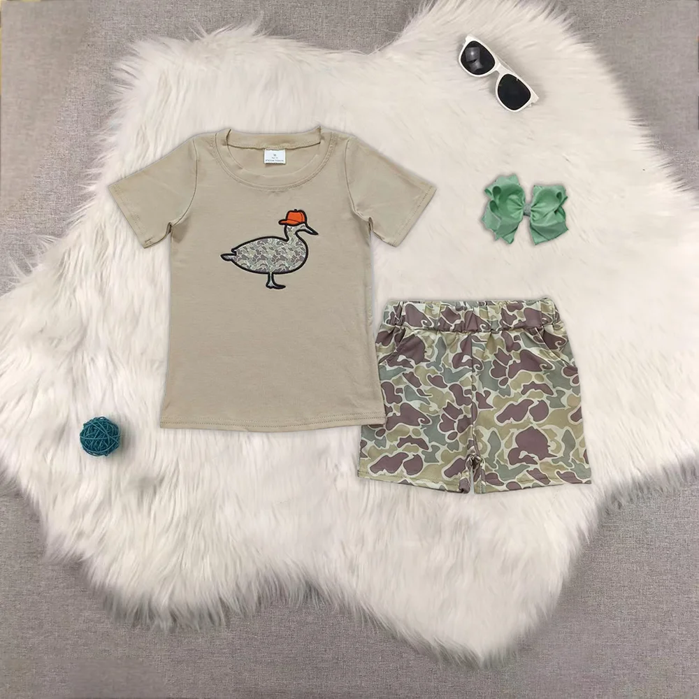 

Baby Boys Khaki Camo Duck Shirt Top Shorts Clothes Sets