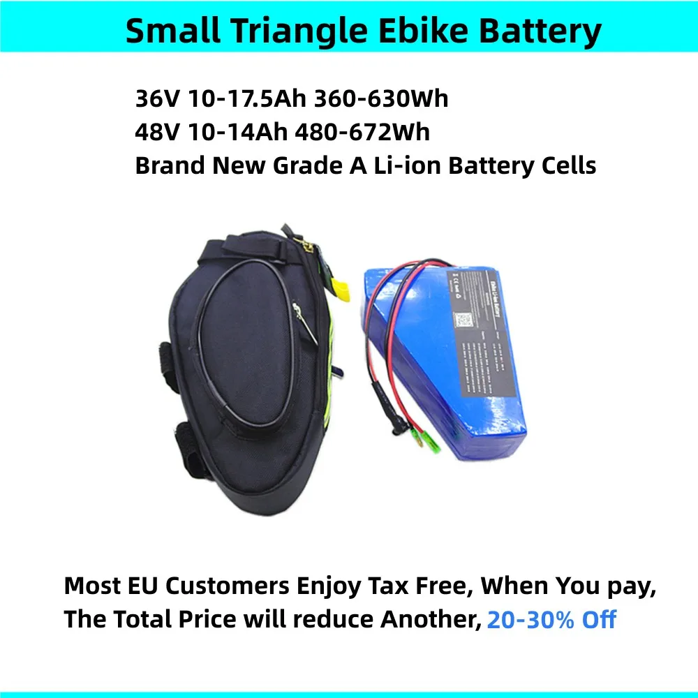 Small Triangle Seat Bag Ebike Battery 250w 500w 750w 1000w Electric Bike Back Up Battery 48V 10Ah 12Ah 14Ah 36V 10Ah 15Ah 17Ah