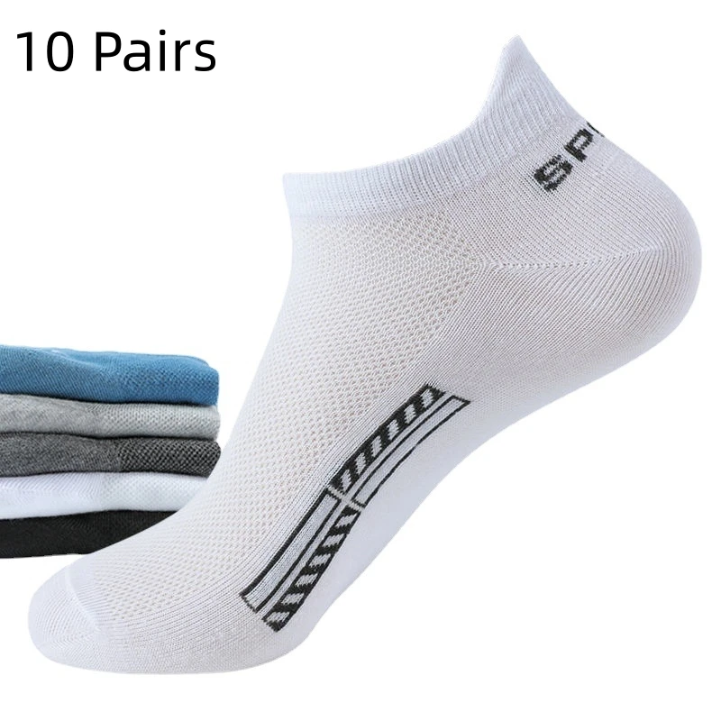 10 Pairs Cotton Men\'s Short Socks Crew Ankle High Quality Breathable Deodorant Casual Women Summer Low-Cut Thin Sock for Male