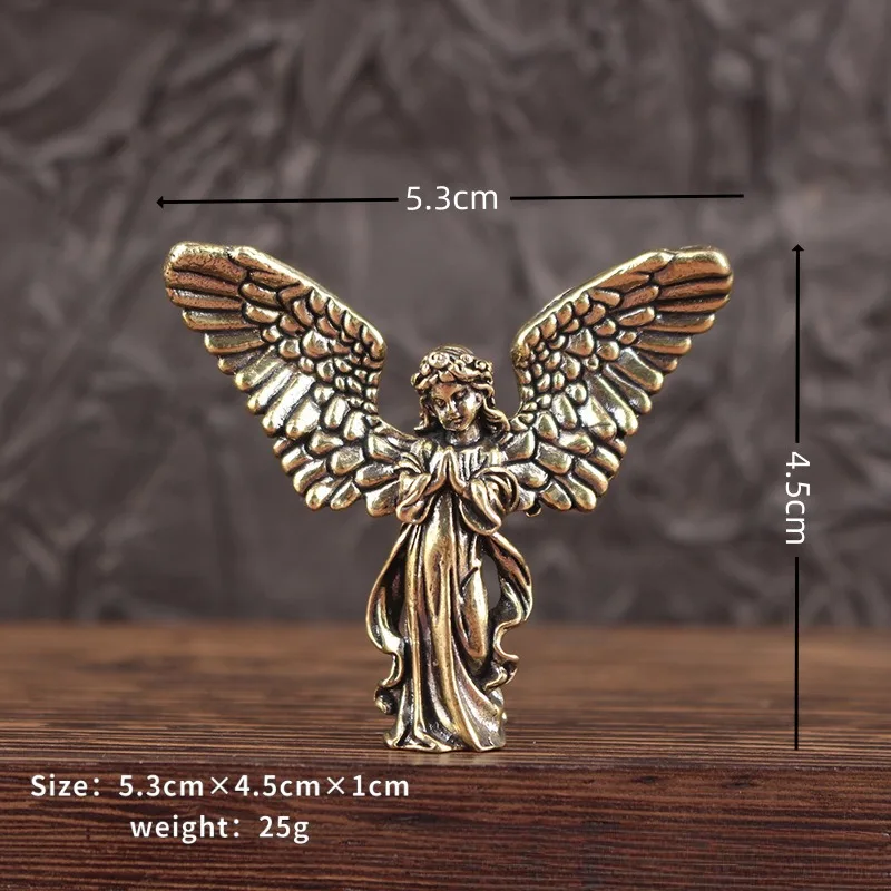 New Vintage Six-Winged Angel Pure Brass Desktop Decoration Creative Office Desk Accessories Cross-Border Popular Angel Ornaments