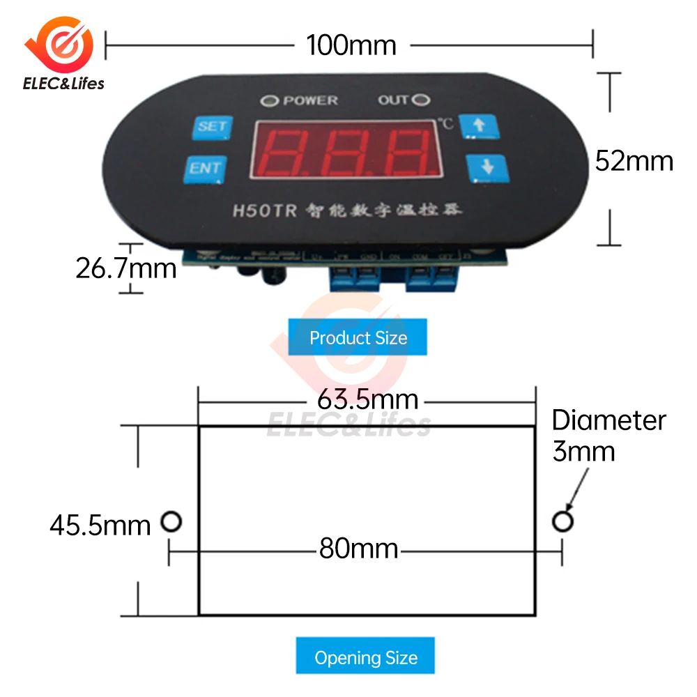 DC 12V 24V H50TR High Temperature Digital Thermostat -40 To 300 Degrees Temperature Controller Switch Adjustable Digital Display