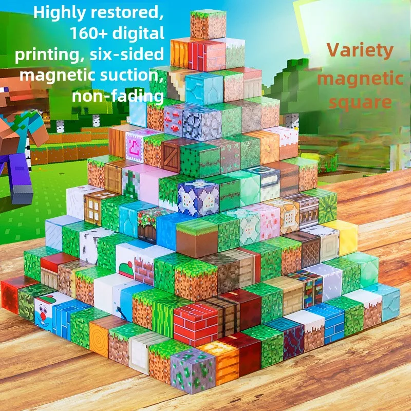 10/20/40PCS Minecraft Magnet Model Cartoon Mini Magnetic Cube Educational Toys for Children Boys Girls DIY Toy Festival Gifts