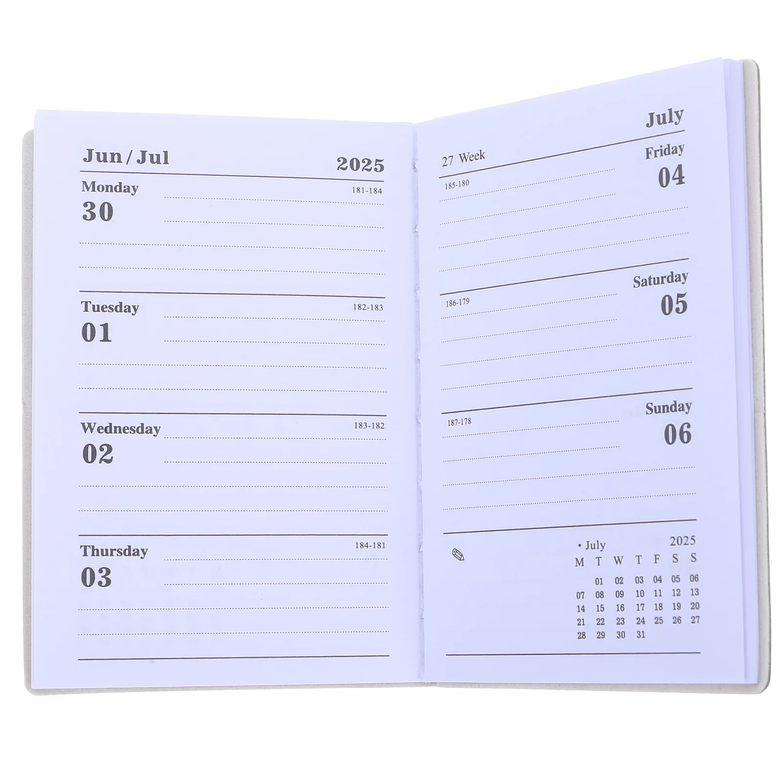 2025 Zeitplan tragbare Planer Bücher Notiz schreiben digitalen Kalender Monat Papier Notizbuch Dating Mini Binder