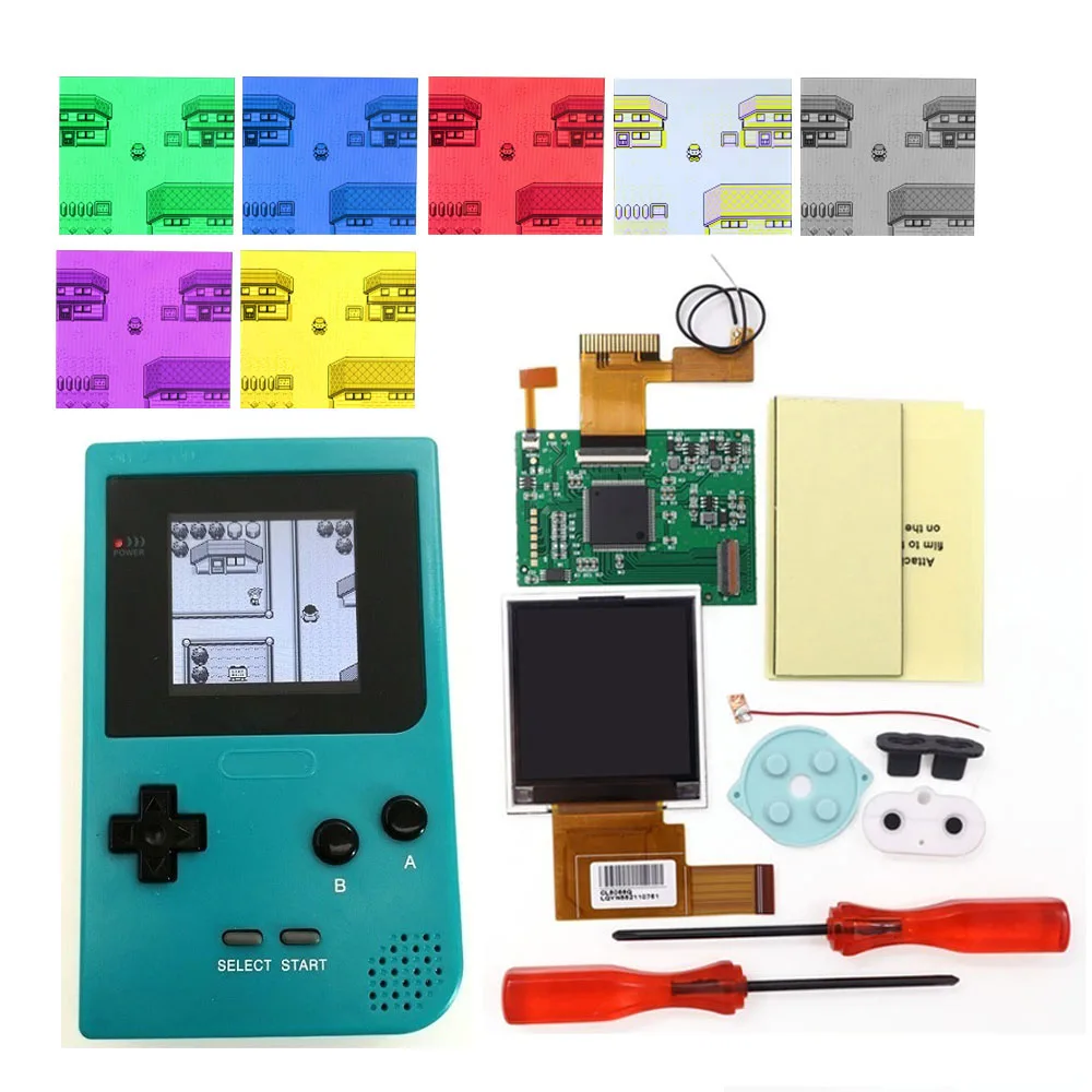 2.2 inch 8 Colors Changing Image GBP BackLight LCD Replacement Mod Kits HighLight Kits for GameBoy Pocket Console