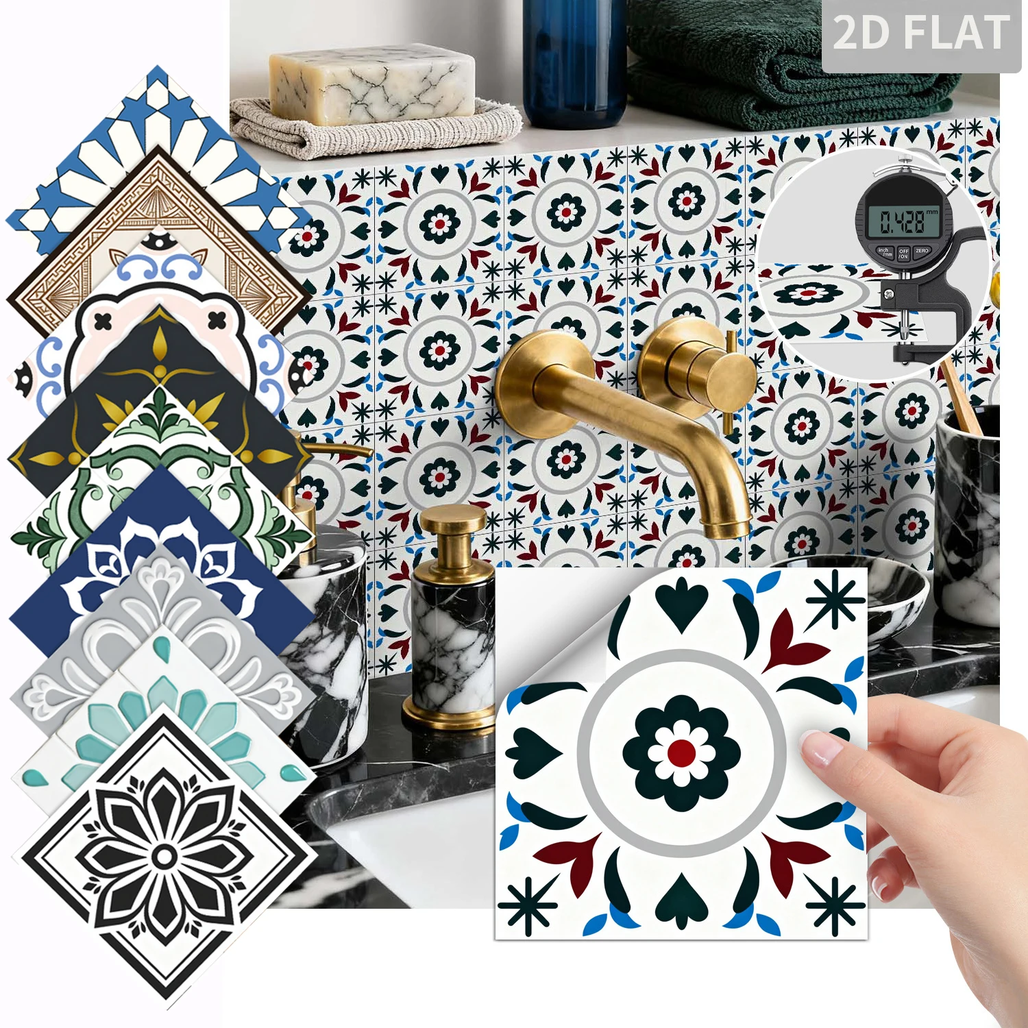 29 Styles 10/15/20cm Retro Tile Wall Stickers For Bedroom Kitchen Renovation Decorative Adhesive Wall Sticker,Peel&Stick Decals