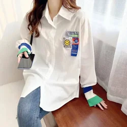 New Shirt Long Sleeve Blouse White Jacket Korean Fashion Office Women Tops Luxurious Designer Clothing