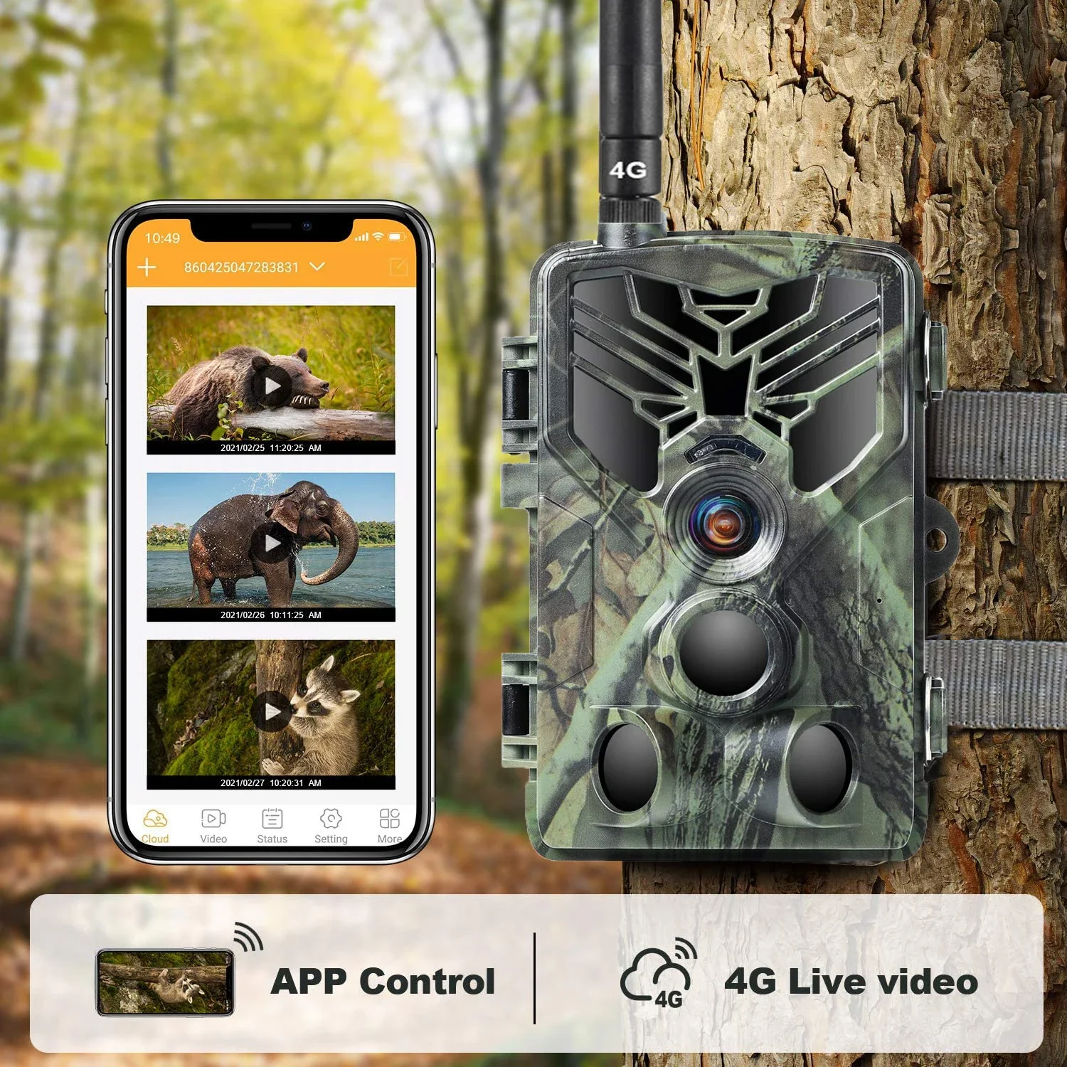 

4K Прямая трансляция APP Control Trail Camera БЕСПЛАТНАЯ облачная служба Камеры для охоты на дикую природу 4G 30MP Беспроводное ночное видение HC810PRO