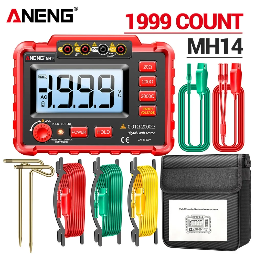 ANENG MH14 Red Color 1999 Conuts Ground Resistance Megohm Testers Meter Megohmmeter Voltmeter Ohm Detector without BatteryTools