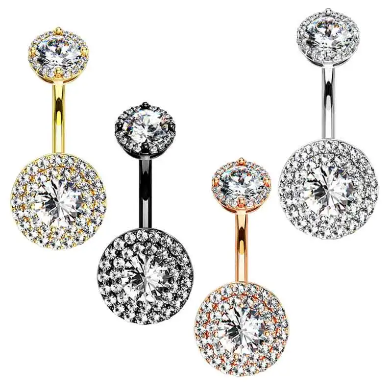 

Wholesales Navel Piercing Jewelry Surgical Steel AAA Crystal Belly Button Rings Zircon Heart Reverse Cute Belly Button Piercing