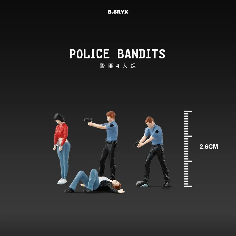 1/64 محاكاة مصغرة التقاط السجين العصابات المشهد حلية اللعب أرقام الشرطة الصيد الإجرامية عمل نموذج لجسم #2