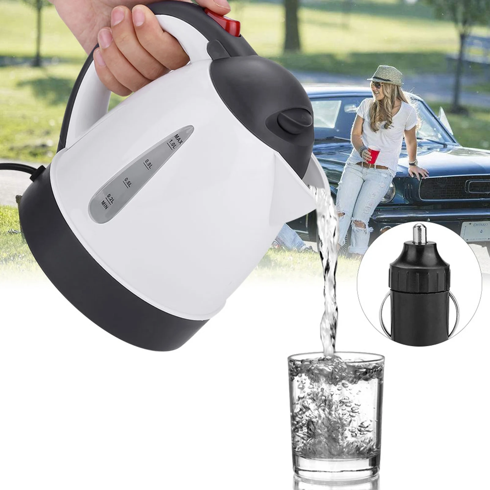 Car Kettle 24V Car Kettle Car Water Heater Portable 1000ml 24V Travel Car Truck Kettle Water Heater Bottle for Tea Coffee Making