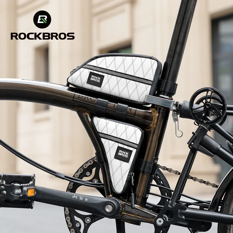 ROCKBROS Cycling Bag 0.8L For Brompton Bike Ultralight Top Front Tube Frame Triangle Bag Lengthened Design Bike Bag Accessories