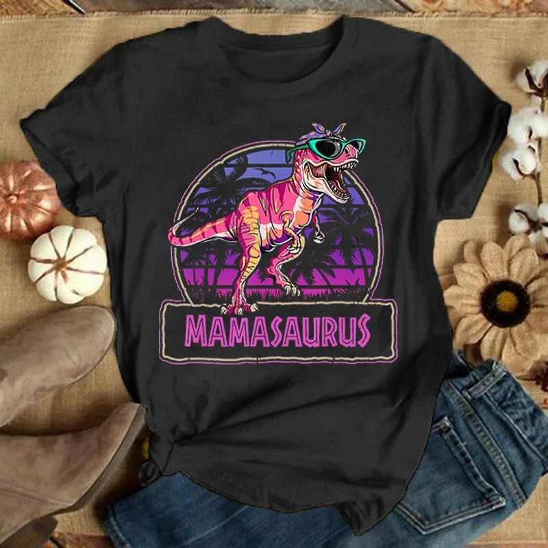 Camiseta de Dinosaurio Mamasaurus para el Día de la Madre, Talla Asiática, para Hombre y Mujer, Moda Harajuku, Camiseta de Verano, Manga Corta, Estilo Hip Hop