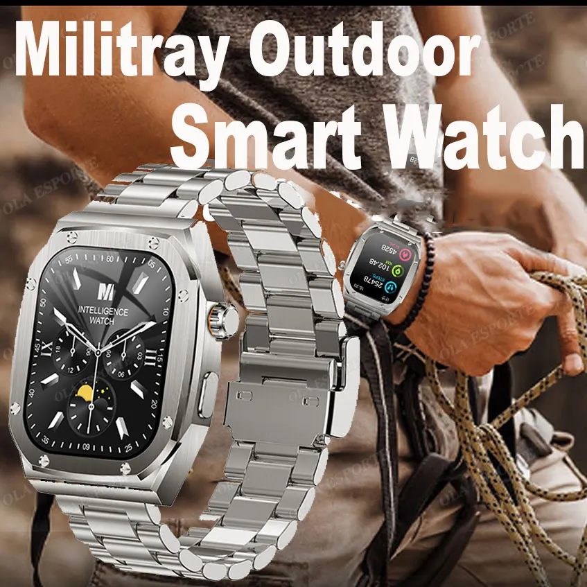

Смарт-часы для мужчин, военные стальные часы для занятий спортом на открытом воздухе, телефонный звонок, трекер сердечного ритма и фитнеса, IP68, водонепроницаемые умные часы, новинка 2023 г.