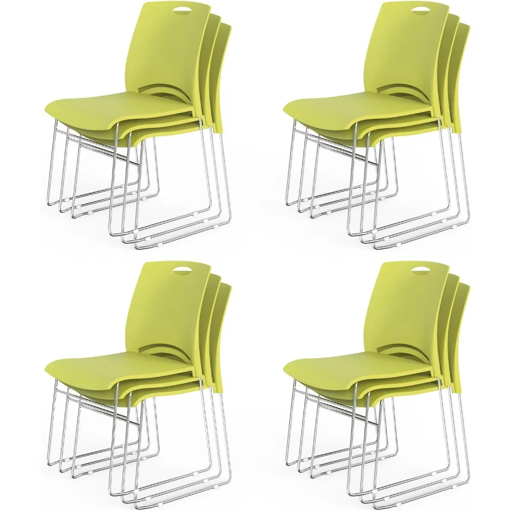 

"Set of 12 Ergonomic Stackable Office Chairs with Metal Sled Base for Waiting Rooms"