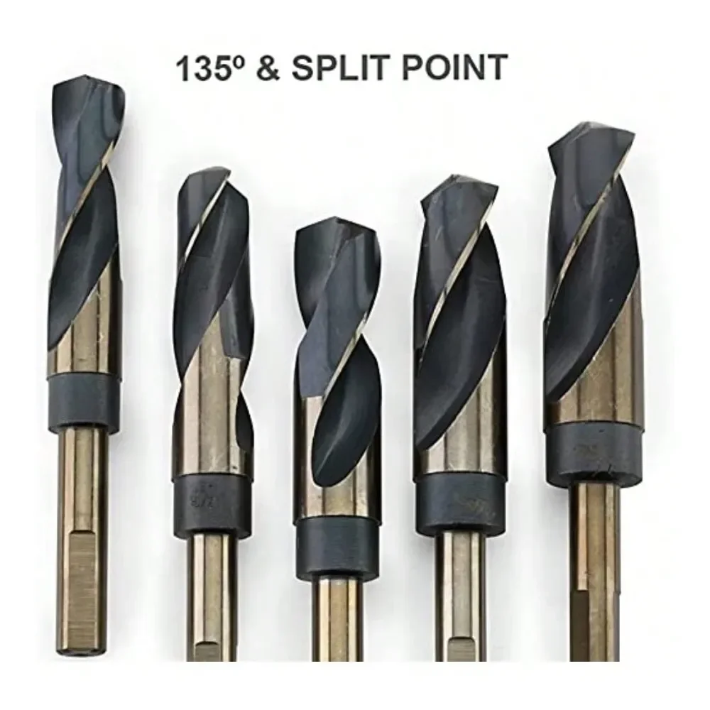 

Premium 1 2 Reduced Shank Silver And Deming Large Drill Bit Set In Aluminum Carry Case, M2 High Speed Steel, 135Degree Split Po