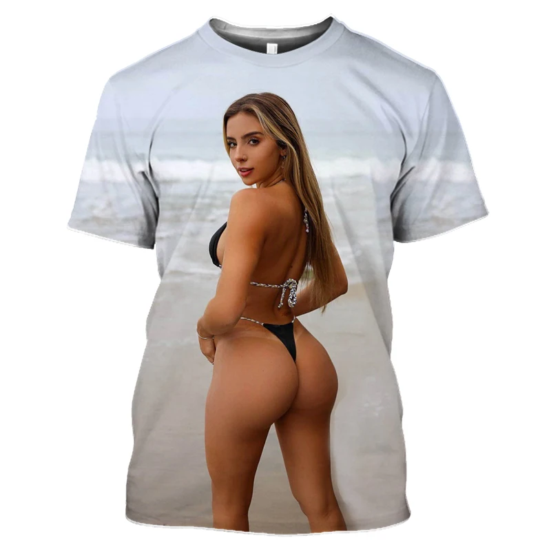 Hot Sexy Model Beach Bikini Summer Man T-shirt Swimsuit Personality Hip Hop Funny Alternative Street Quick Dry Short Sleeve 6XL