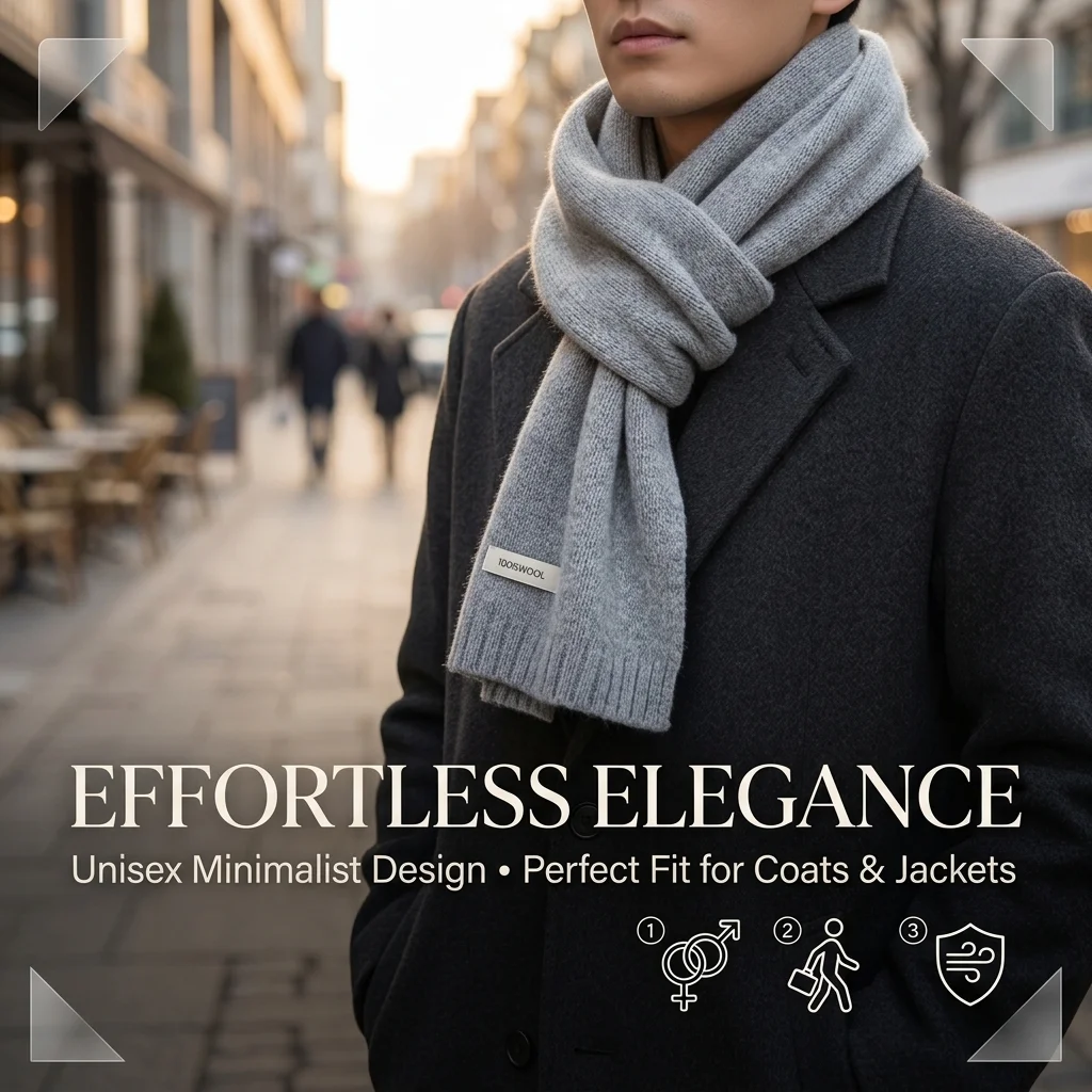 100% Pure Wool Scarf for Women Men Winter Warm Knit Neck Warmer Solid Ribbed Long Soft Pashmina Shawl Luxury Christmas Gift
