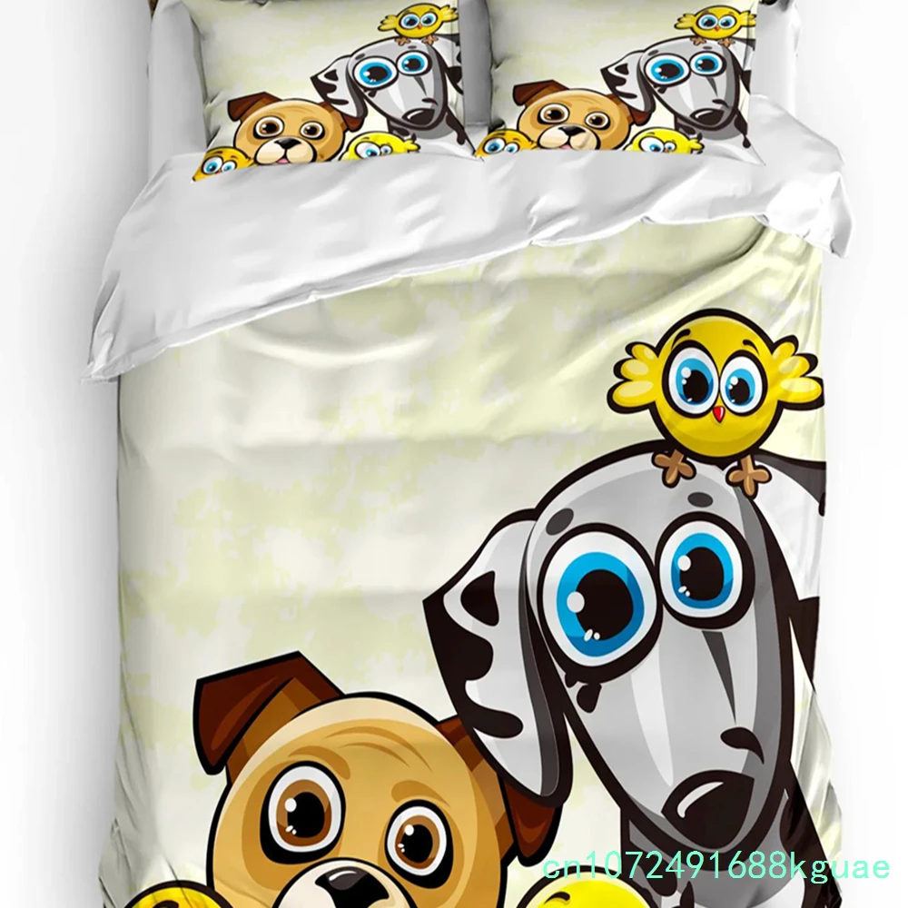 Animal Pink Dog Cute Poodle Duvet Cover Bed Bedding Set Double Home Textile Quilt Cover Pillowcases Bedroom Bedding Set No Sheet