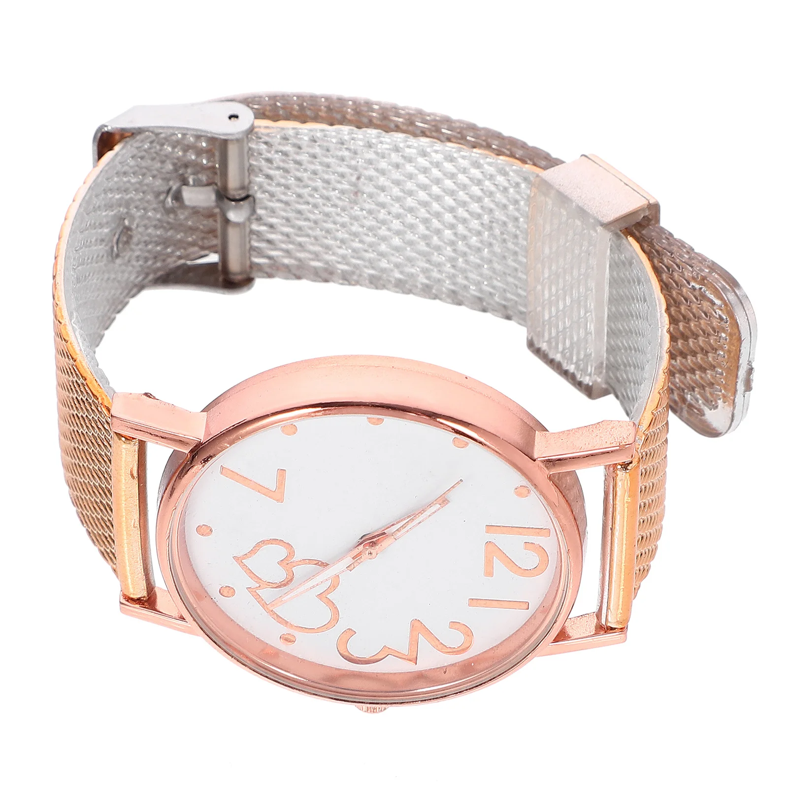 Heart Mesh Strap Quartz Watch For Women Rosy Gold Elegant Fashion Analog Ladies Wristwatch Waterproof Long Life