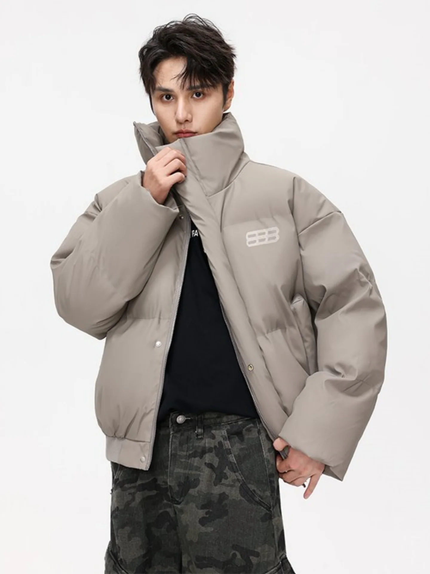 

Утепленная куртка из искусственной кожи с хлопковым наполнителем для мужчин и женщин, зимняя теплая куртка с воротником-стойкой, пуховик в американском стиле