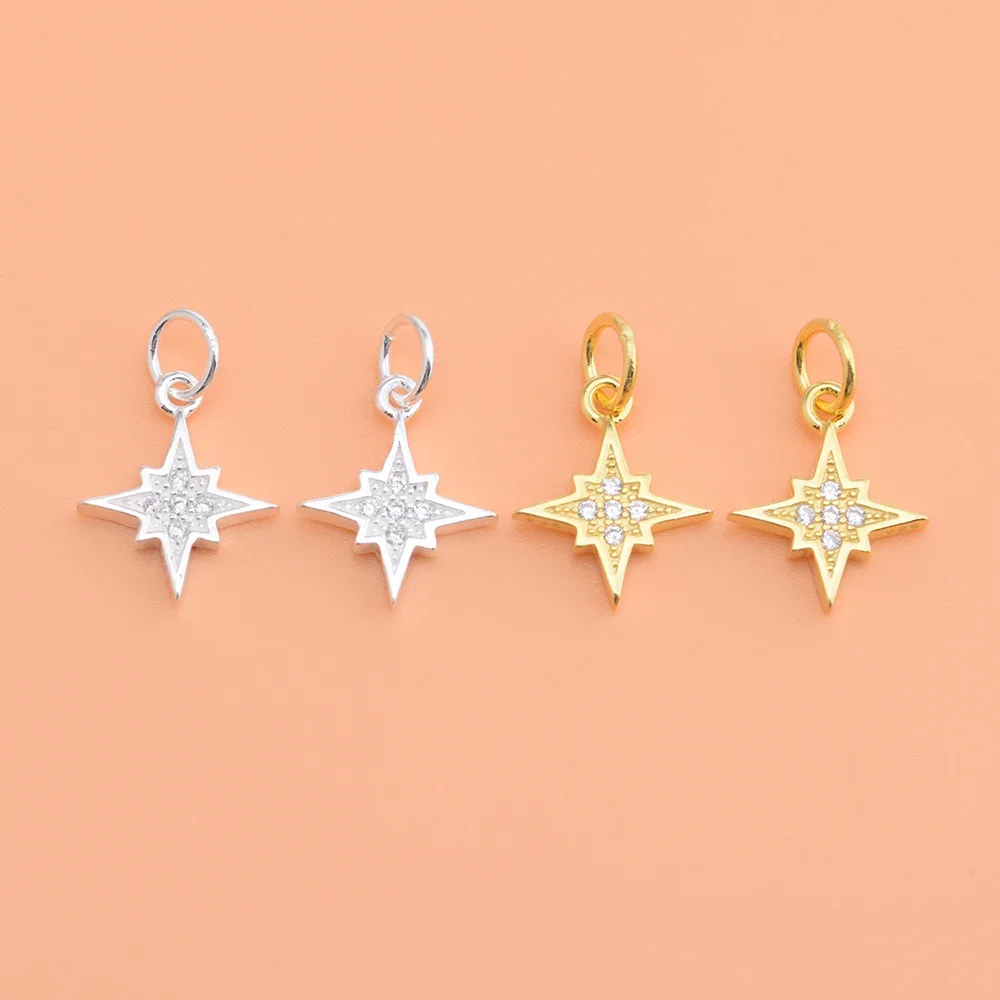 S925 sterling silver micro inlaid zircon accessories cute sparkling star pendant creative handmade jewelry bracelet necklace