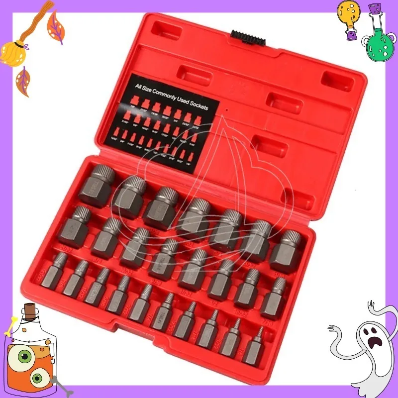 Damaged Screw Extractor Kit Chrome Molybdenum Steel Hex Bolt Stud Remover Tool