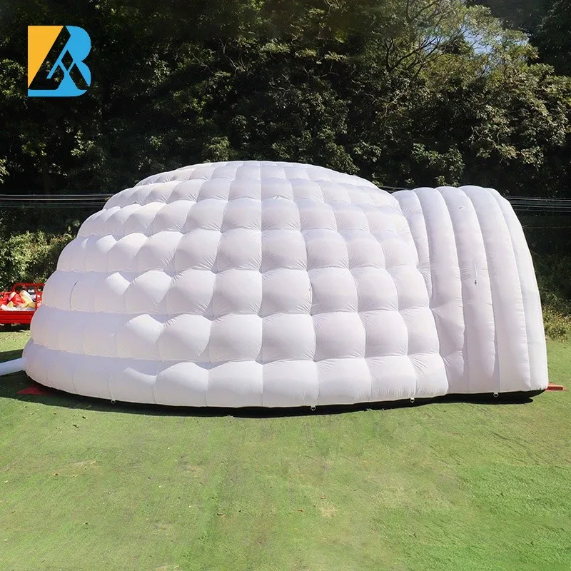 Tienda de campaña con cúpula geodésica inflable blanca de 8 metros construida a medida para juguetes de planificación de eventos de fiesta