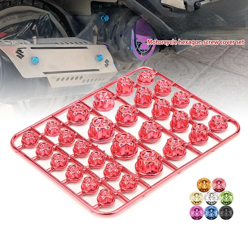 30PCS Motorcycle Motor Scooters Electric Screw Cap Cover Head Body Decorative Engine Nut Bolt Caps Car Nut Cover Accessories