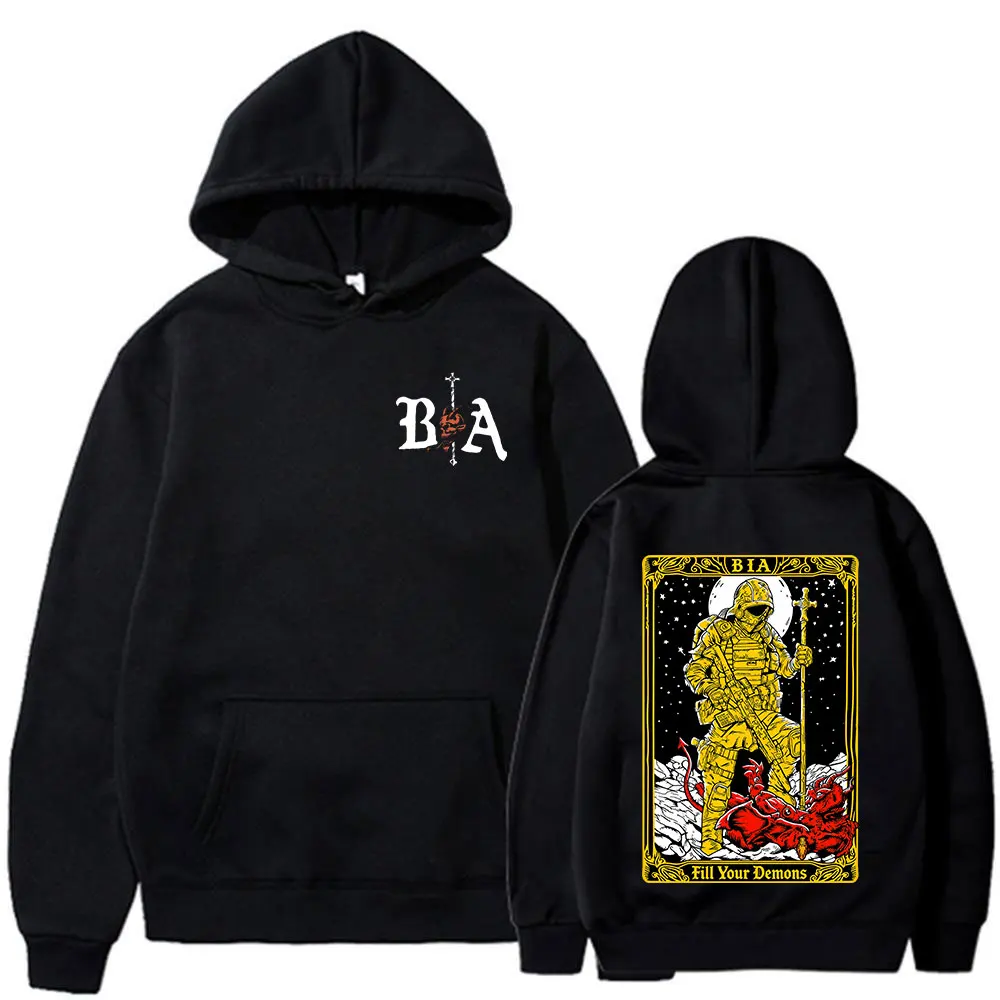 Demons Skeleton Brothers in Arms Double Sided Printed Hoodies Men's Clothing Fashion Sweatshirt Oversized Long Sleeve Pullovers