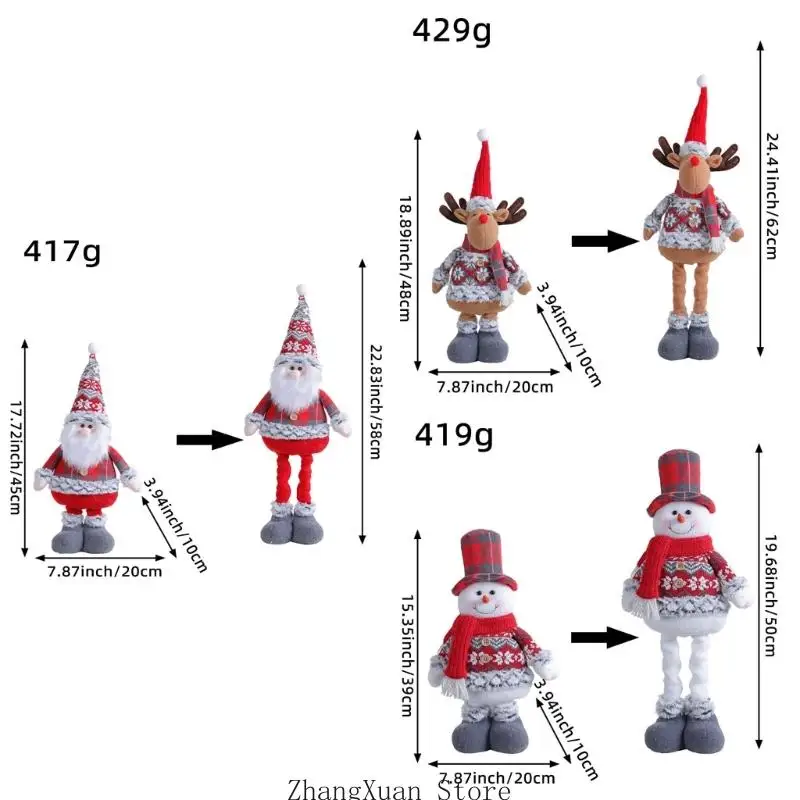 Regaldisplay, stehende Weihnachtspuppenfigur mit dehnbarer Form, weicher Stoff-Weihnachtsakzent für die Verwendung – Detail 6