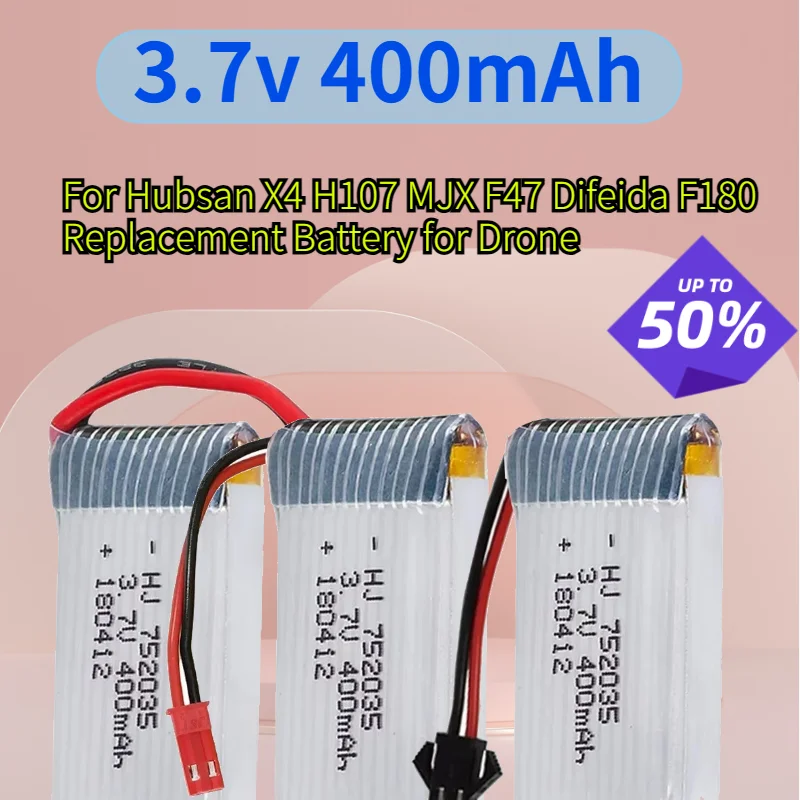 752035 3.7V 400mAh 20C Battery for Hubsan H107 H107L H107D MJXRC F47 DFD F180 Mini Drone