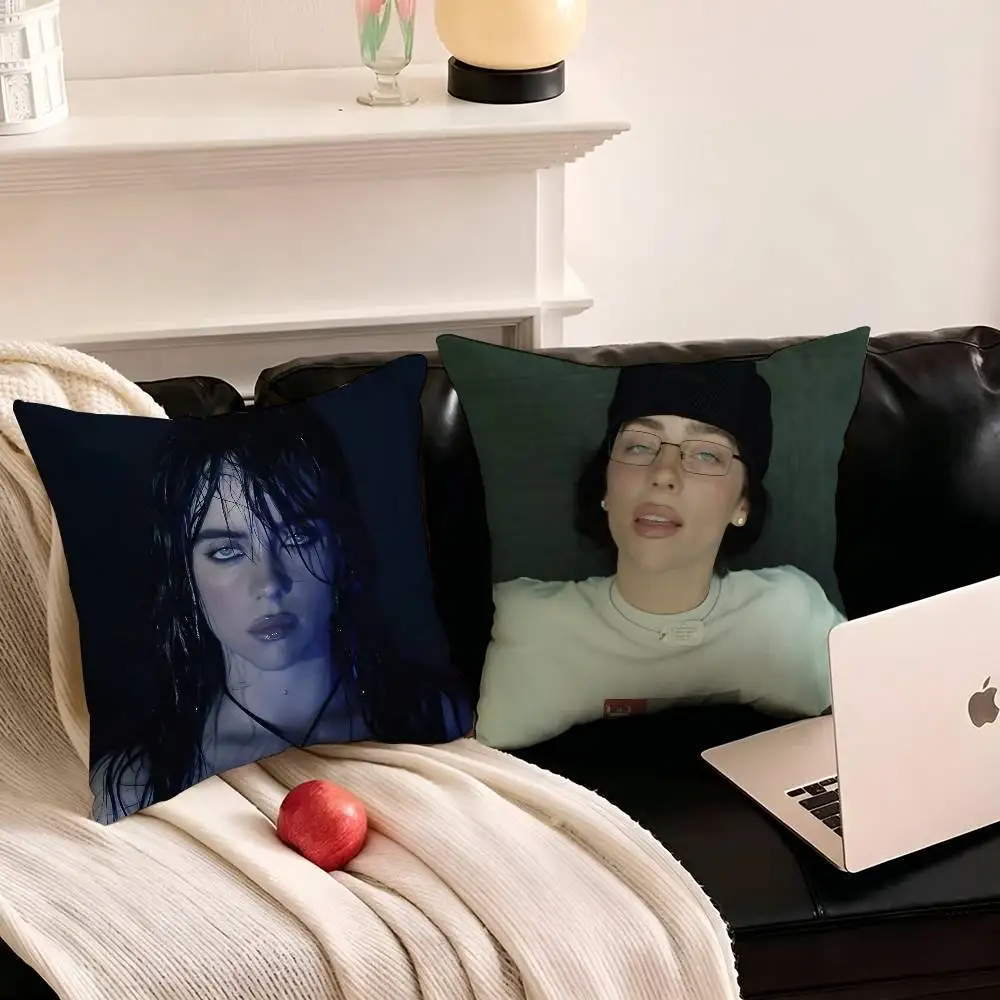 1pc Singer Billie Eilish Pillow Case Fashion Square Pillowcase Bedroom Sofa Room Ins Decoration Leisure