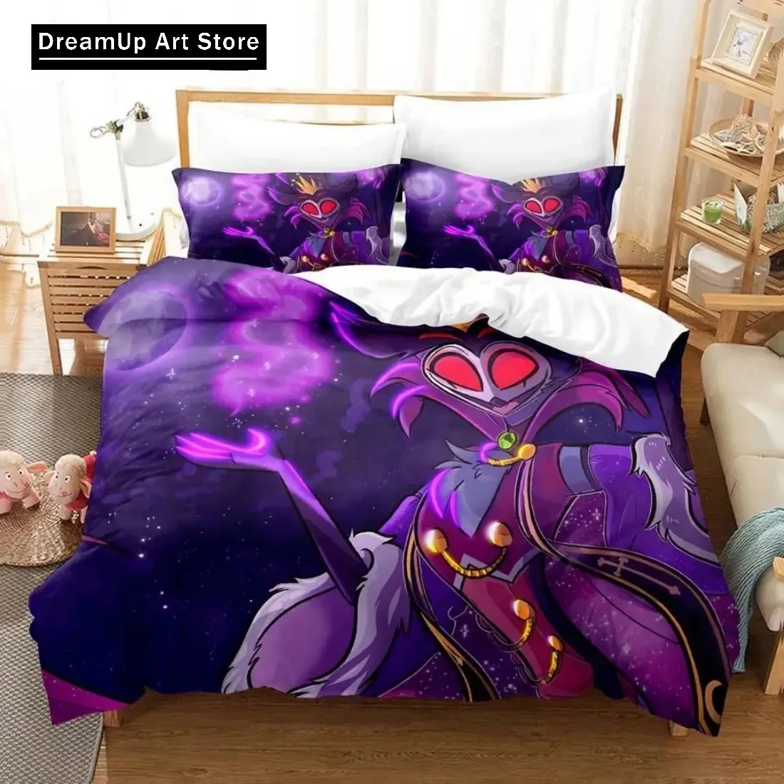 Anime Stolas Helluva Hazbin Hotels Boss Bedding Set Duvet Cover Bed Set Quilt Cover Twin Single Queen King Size Boys Adult