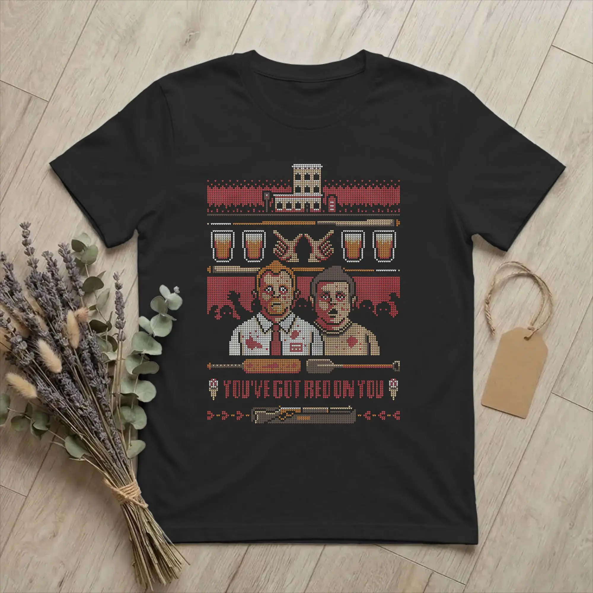 Men's Shauns Zombie Dead T Shirts You've Got Red on You 100% Cotton Clothes Vintage Short Sleeve Round Neck Tees Classic T-Shirt