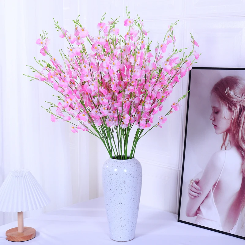 5PCS 94CM Artificial DanceOrchid European Style Dry Flower Bouquet Home Living Room Dining Table TV Cabinet Decorative Ornaments